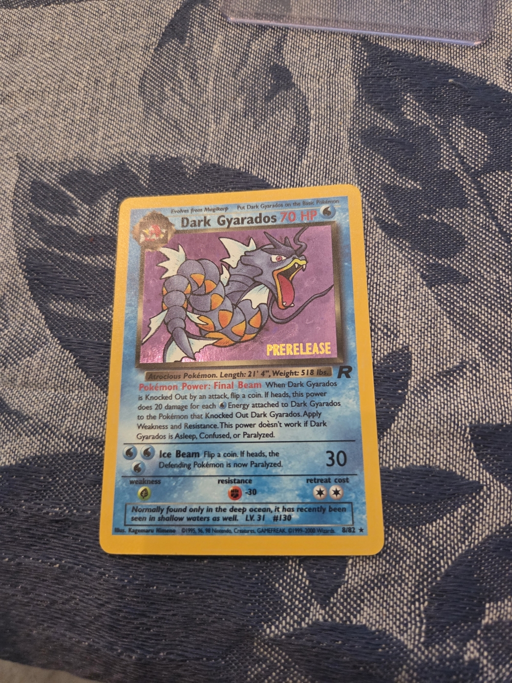 Vintage Pokemon Dark Gyarados Trading Card - Purple & Yellow
